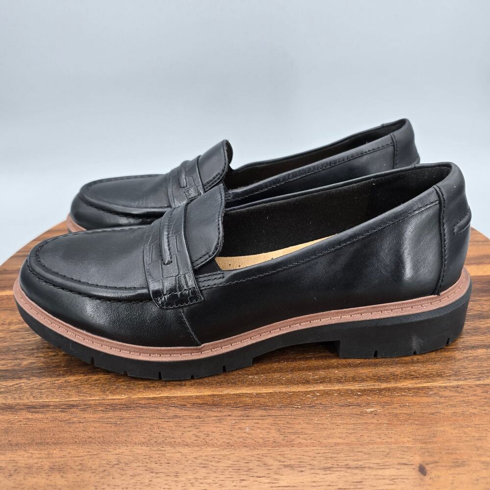 Clarks Shoes Womens 8 M Black Leather Westlynn Bay Slip On Comfort Loafers - Picture 3 of 8